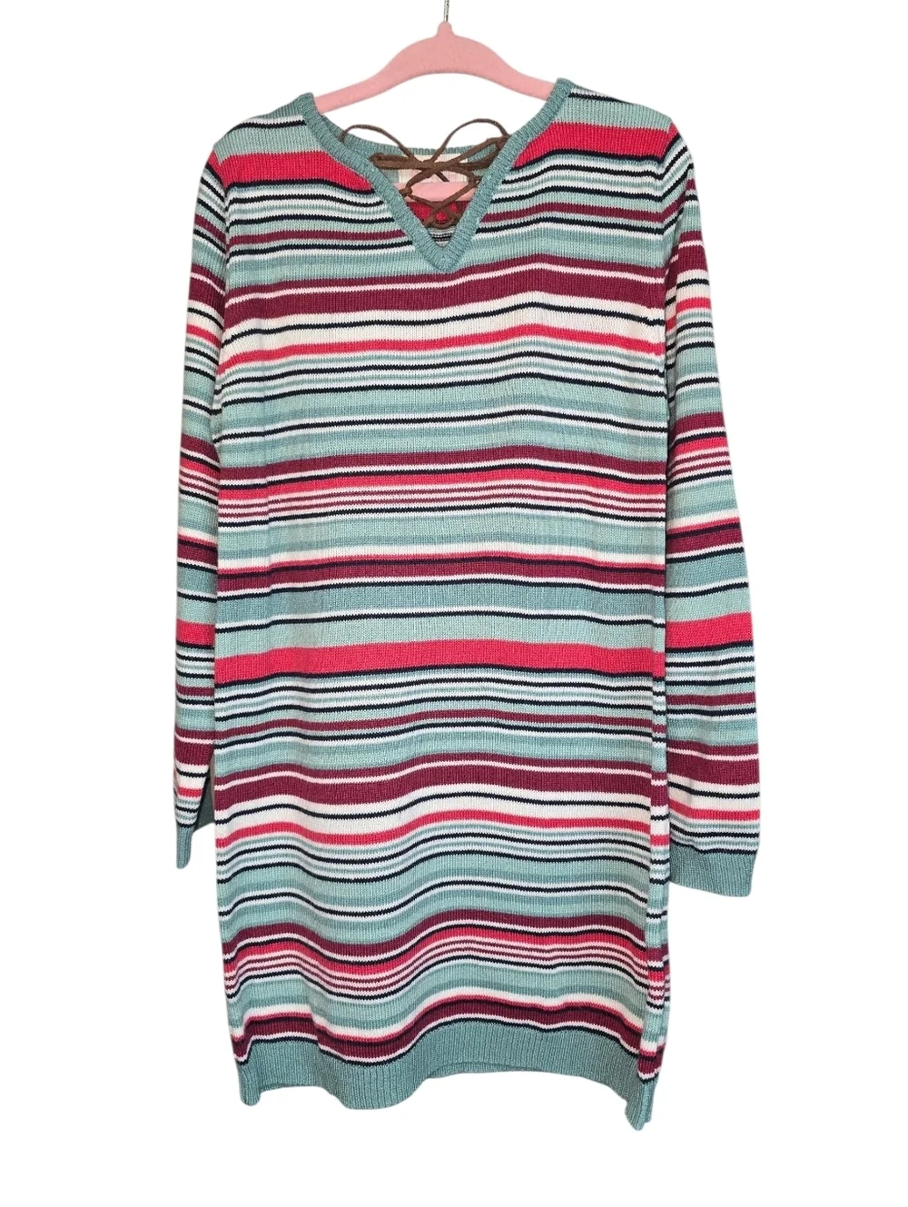 Pumpkin Patch Outfit Bundle Striped Knit Dress &Fluffy Pullover Sweater Size 5/6
